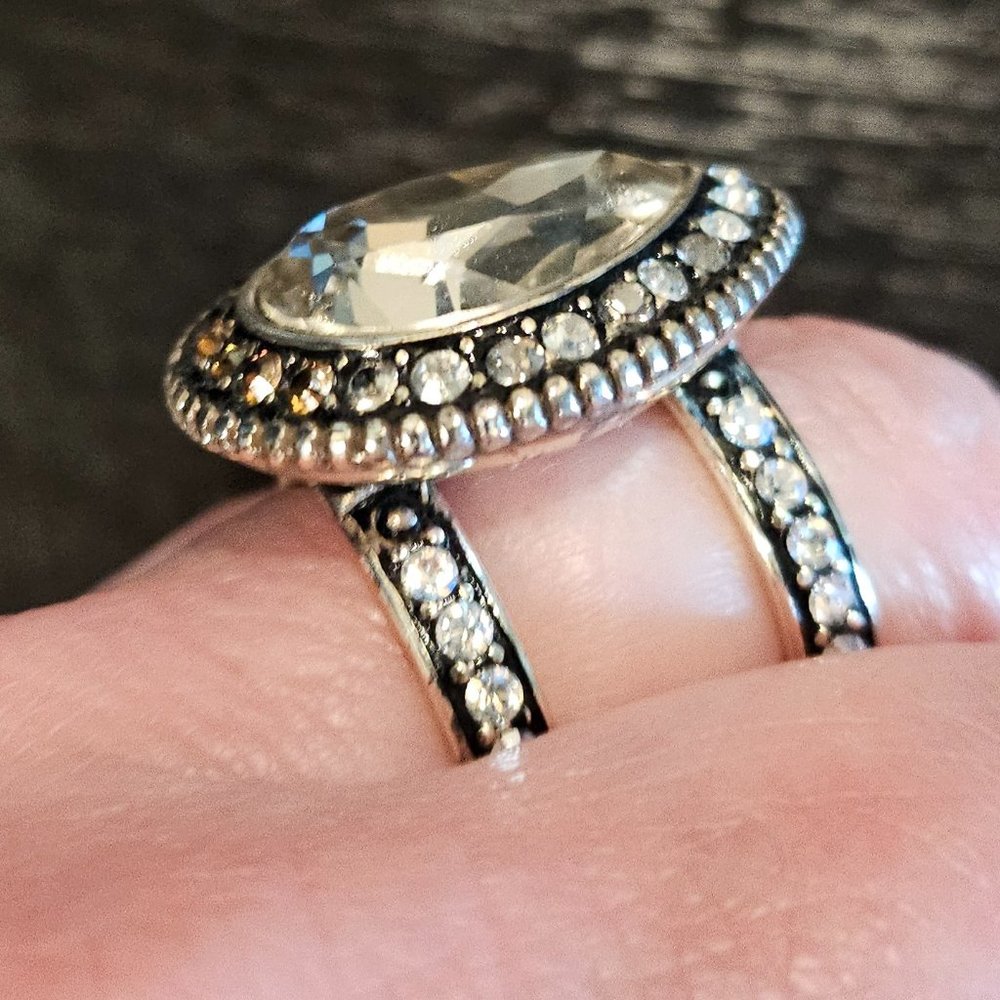 Silver & Neutral Stone Large Ring - image 2